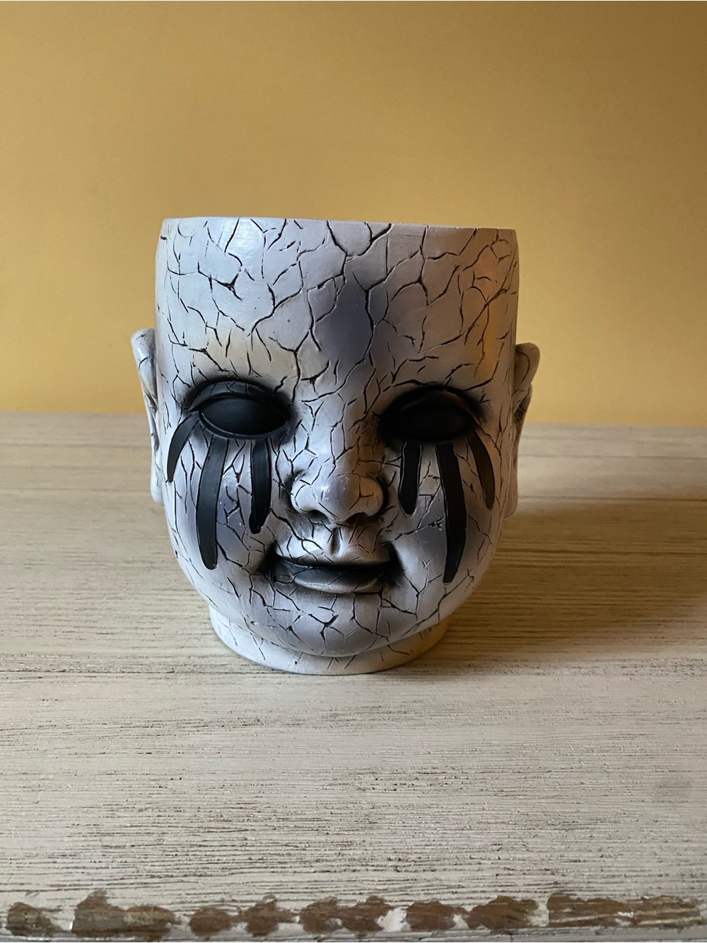 Cracked Ceramic Doll Face Planter